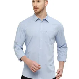 Basics Blue Cotton Slim Fit Shirt image 1