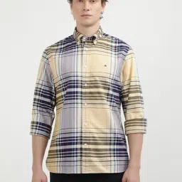 Tommy Hilfiger Yellow Cotton Regular Fit Checks Shirt-picture-36