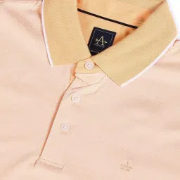 Arrow Peach Cotton Regular Fit Striped Polo T-Shirt image 4