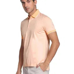 Arrow Peach Cotton Regular Fit Striped Polo T-Shirt image 3