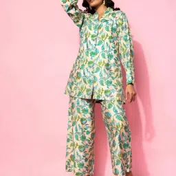 Libas Beige Printed Silk Blend Co-Ords image 1