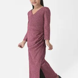 Eavan Kids Onion Pink Self Full Sleeves Gown image 3