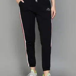 KAPPA Black Cotton Striped Sports Joggers-image-26
