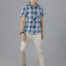 Under Fourteen Only Kids Blue Cotton Chequered Shirt image 4