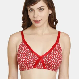 Rosaline by Zivame Red Floral Print Non-padded Bra image 1