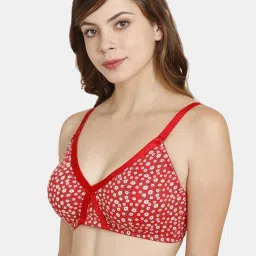 Rosaline by Zivame Red Floral Print Non-padded Bra image 3