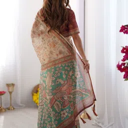 ALMAARI FASHION Ethnic Motifs Pure Cotton Banarasi Saree With Unstitched Blouse Piece image 4