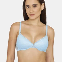 Rosaline by Zivame Light Blue Lace Padded Bra image 1