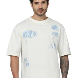 celio celio* Beige Regular Fit Graphic Print Cotton Crew T-Shirt-picture-20