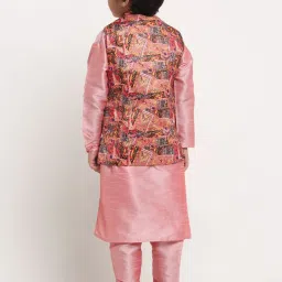Benstoke Kids Pink Printed Full Sleeves Kurta Set image 2