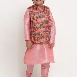 Benstoke Kids Pink Printed Full Sleeves Kurta Set image 4