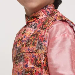 Benstoke Kids Pink Printed Full Sleeves Kurta Set image 5
