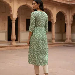 Rangita Green Embroidered Three-Quarter Sleeves Kurta image 2