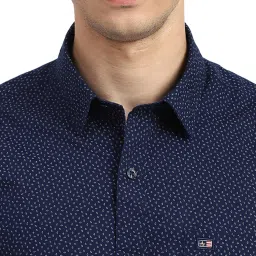 Arrow Navy Blue Cotton Slim Fit Printed Shirt image 5