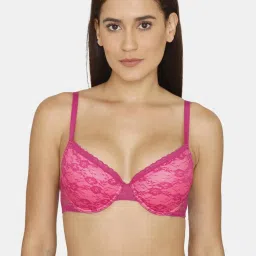 Rosaline by Zivame Pink Lace Padded Bra image 1