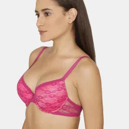 Rosaline by Zivame Pink Lace Padded Bra image 3