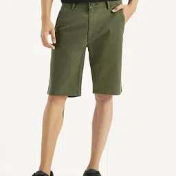 Levi's Olive Cotton Regular Fit Shorts-picture-33