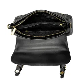 Eske Paloma Black Textured Medium Satchel Handbag image 4