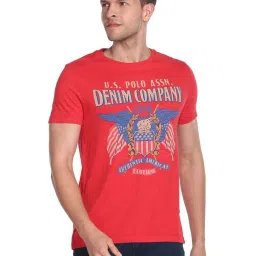 U.S. Polo Assn. Red Cotton Regular Fit Printed T-Shirt image 1
