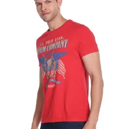 U.S. Polo Assn. Red Cotton Regular Fit Printed T-Shirt image 3