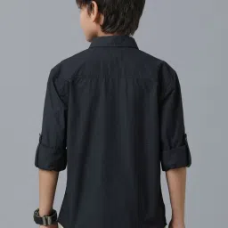 Under Fourteen Only Boys Black Color Block Full Sleeves Shirt image 2