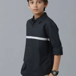 Under Fourteen Only Boys Black Color Block Full Sleeves Shirt image 3
