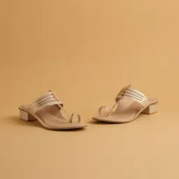 Eridani Women's Deeva Rose Gold Kolhapuri Sandals-picture-33