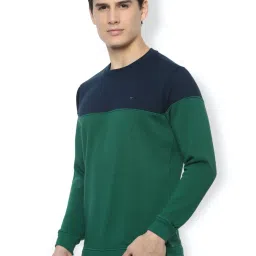 Van Heusen Sport Green & Navy Regular Fit Colour Block SweatShirt image 3