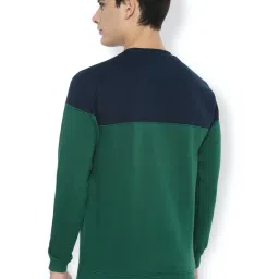Van Heusen Sport Green & Navy Regular Fit Colour Block SweatShirt image 2
