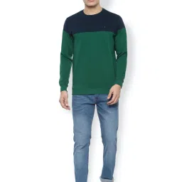 Van Heusen Sport Green & Navy Regular Fit Colour Block SweatShirt image 5