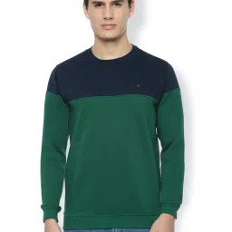 Van Heusen Sport Green & Navy Regular Fit Colour Block SweatShirt image 1