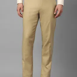 Louis Philippe Khaki Slim Fit Solid Trousers-picture-32