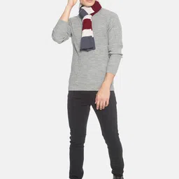 513 Men Grey & Maroon Striped Muffler image 2