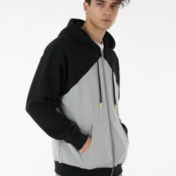 glitchez Colourblocked Hooded Sweatshirt with Inner Fleece-image-78