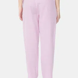 Bareblow Women White & Pink Striped Pure Cotton Lounge Pants image 5