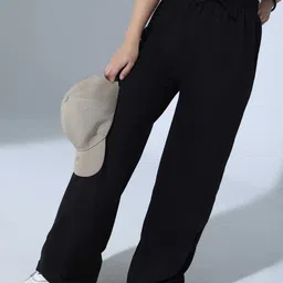 Hubberholme Women Black Solid Track Pants-image-50