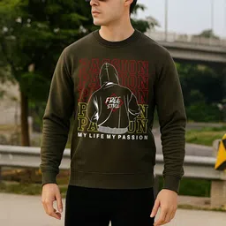 Moda Rapido Graphic Printed Fleece Pullover Sweatshirt image 4