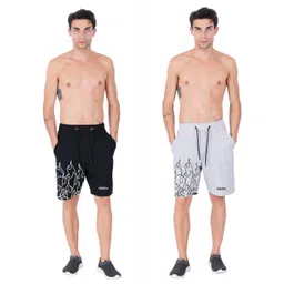 hotfits Men's Printed Casual Cotton Regular Shorts, Workout Shorts, Elastic Waist Running Shorts with Pockets Pack of 2 image 5
