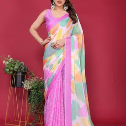 Panzora Poly Chiffon Half and Half Saree-image-91