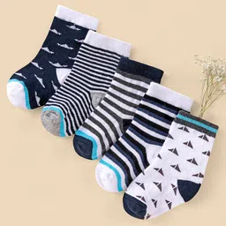cute walk by babyhug Cutewalk By Babyhug Anti Bacterial Ankle Length Socks Stripes Design Pack Of 5- Multicolor-picture-10