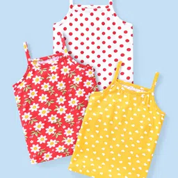 Babyhug 100% Cotton Sleeveless Slips Pack of 3 - Red & Yellow-image-65