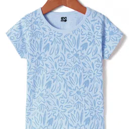 Evimo Single Jersey Knit Half Sleeves T-Shirt With Floral Print - Light Blue-picture-17