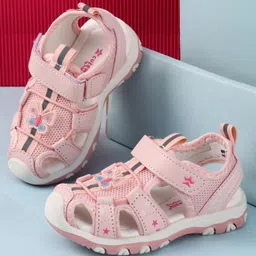 Cute Walk by Babyhug Velcro Closure Sandals with Butterfly Applique - Pink-picture-27