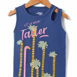 Under Fourteen Only Cotton Sleeveless Typography Printed Top - Navy Blue-image-84