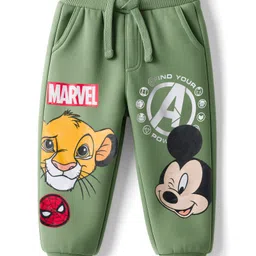 Babyhug Disney Single Jersey Knit Full Length Lounge Pant With Disney Character Graphics - Olive Green-picture-25