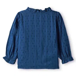 Babyhug Rayon Woven Full Sleeves Top with Frill Detailing - Navy Blue image 2