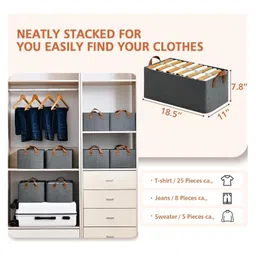 JD FRESH 4 Piece of Woven Fabric Wardrobe Organizer for Clothes - Grey image 2