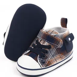KIDLINGSS Checked Velcro Closure Booties - Navy Blue image 3