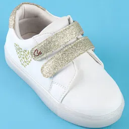 Babyoye Velcro Closer Casual Shoes with Butterfly Print & Glitter Applique - White image 3