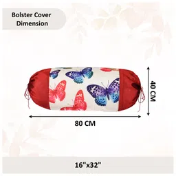 Kuber Industries Set of 6 Bolster/Side Pillow Cover | 16"x32" Cylindrical Masland/Masand Long Pillow Cover For Diwan Pillows | Butterfly-Cream image 3